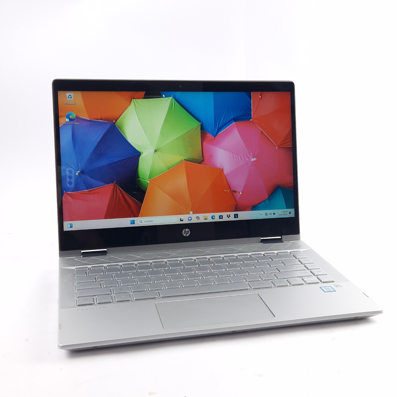 HP Pavilion X360, Touchscreen 3 In 1 Laptop, Windows 11, i3-8145U, 4GB DDR 4, 128GB SSD, Gray/Grijs | In Nette Staat