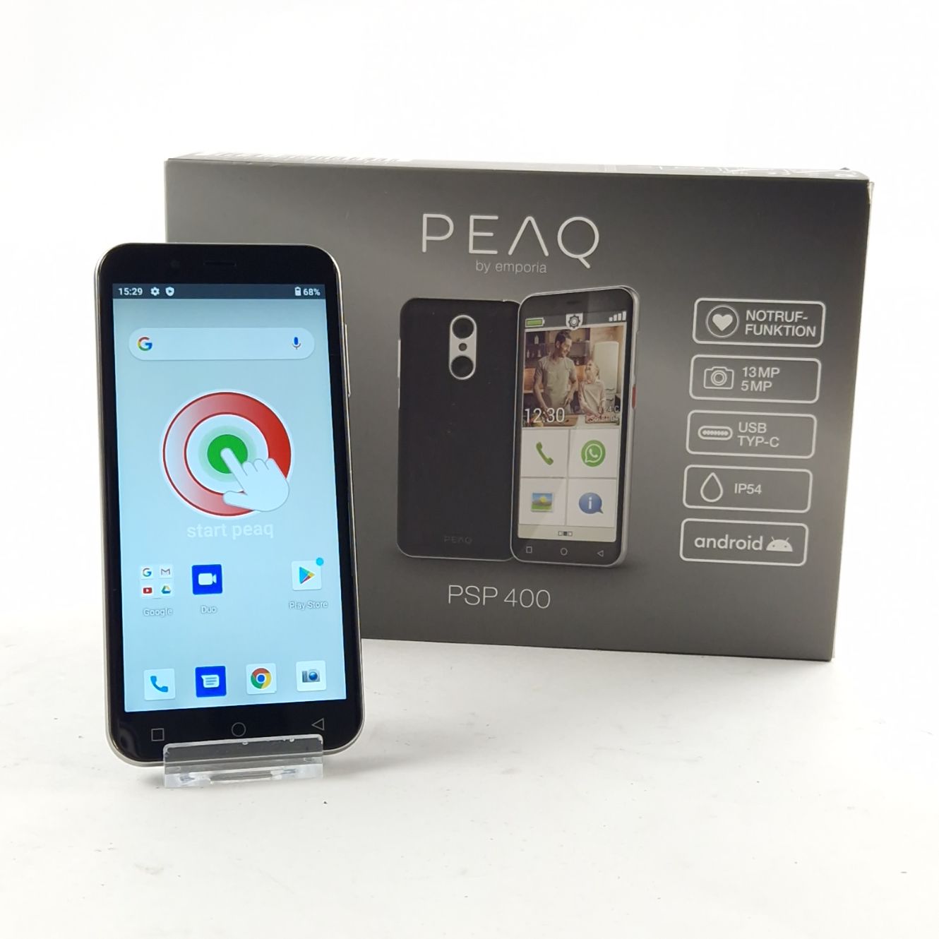 Peaq, PSP 400, Smartphone, 32G, 3GB, Zwart/Black, Incl. Doosje | In Nette Staat