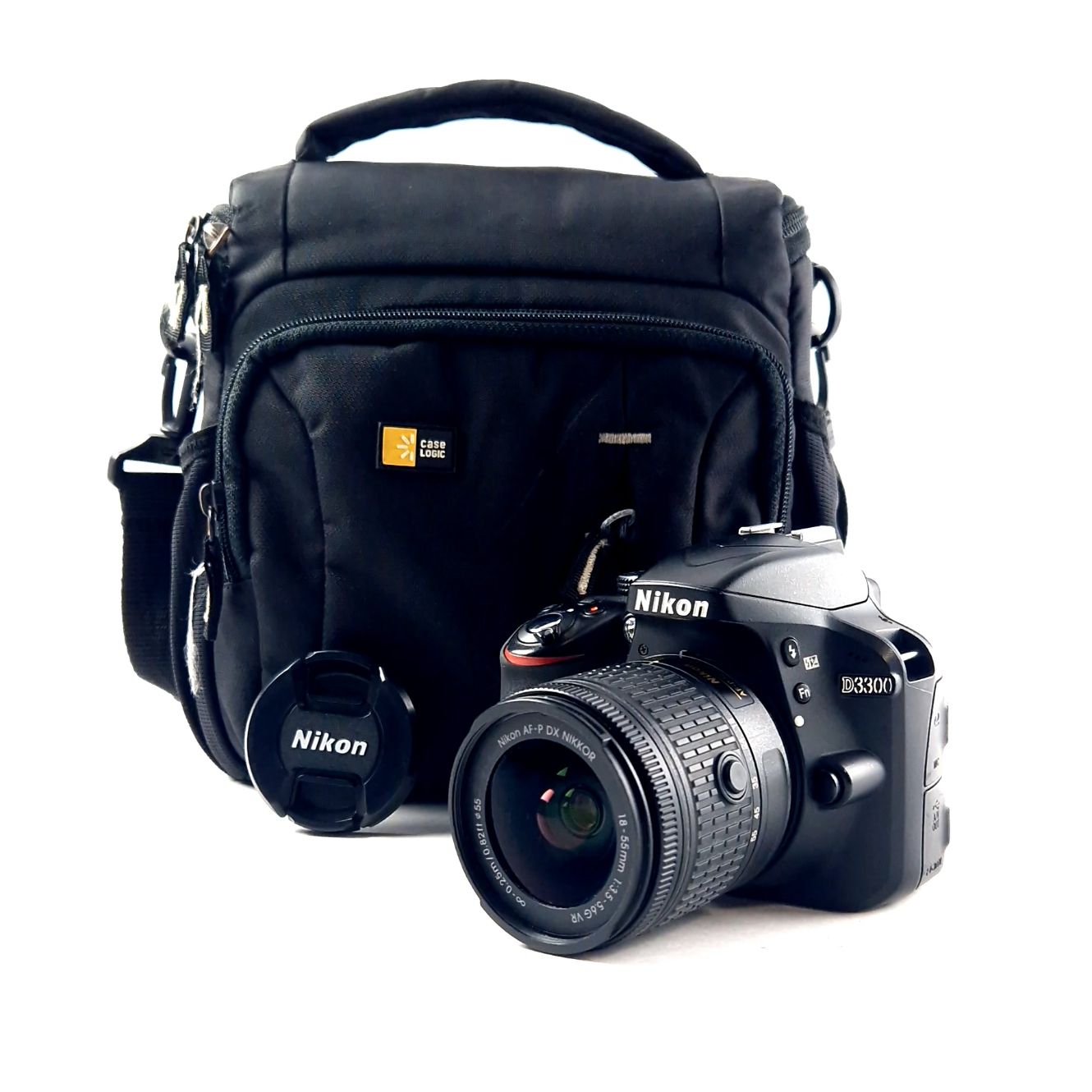 Nikon D3300 Foto Camera, Incl. Nikon AF-P Nikkor 18-55mm 1:3.5-5.6G, Incl. Tas Incl. 1 Accu, Incl. Accu Lader, Black/Zwart | In Nette Staat