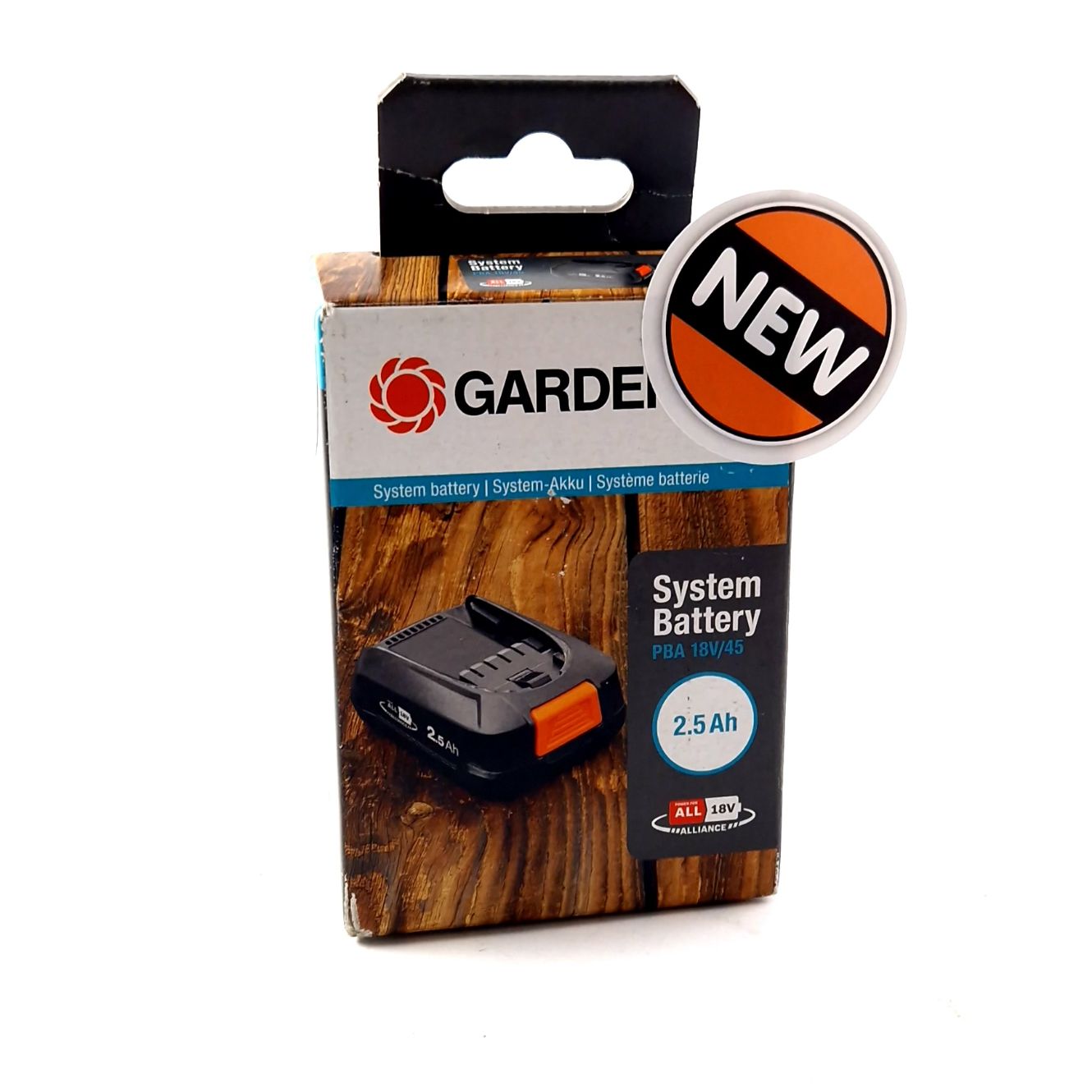 Gardena PBA 18/45 18V Accu, 2.5Ah, Black/Zwart | Nieuw In Seal