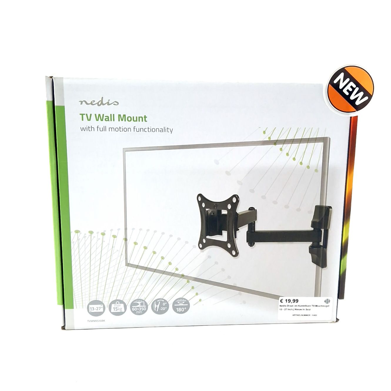 Nedis Draai- en Kantelbare TV-Muurbeugel 13 - 27 Inch,| Nieuw In Seal