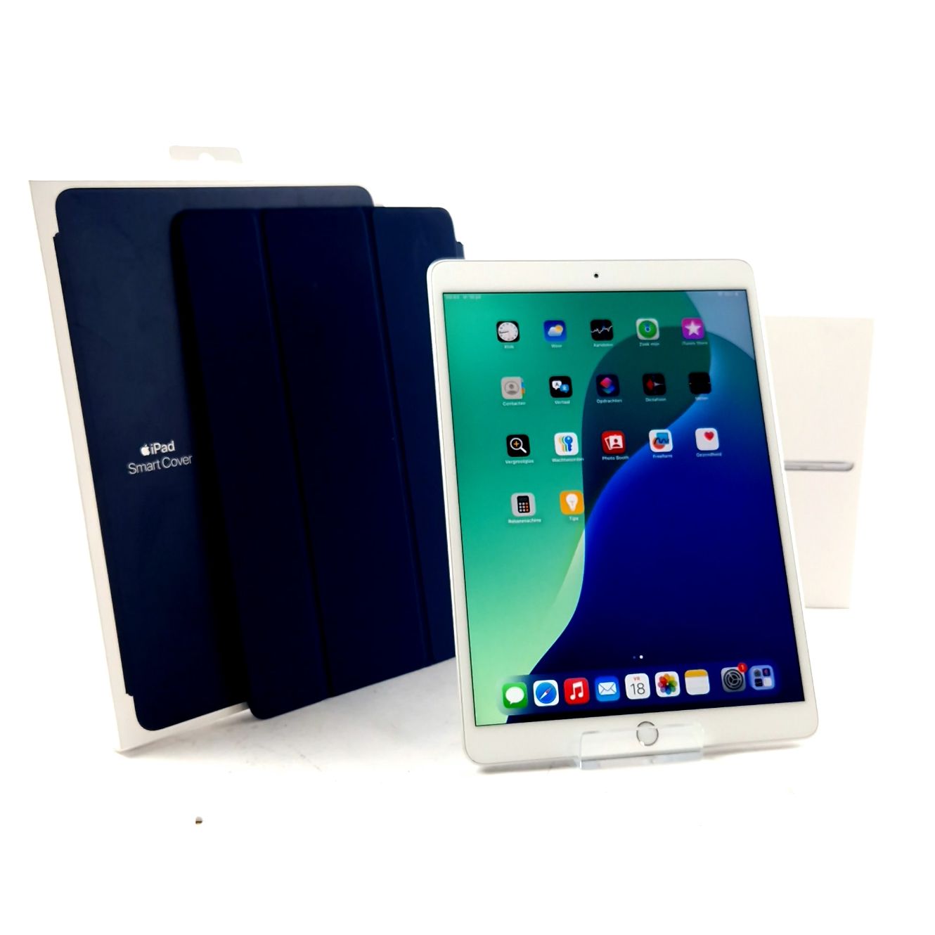 Apple iPad Air 3 Generatie, 64GB, White/Wit, Incl. iPad Smart Cover Paars/Purple | In Nette Staat