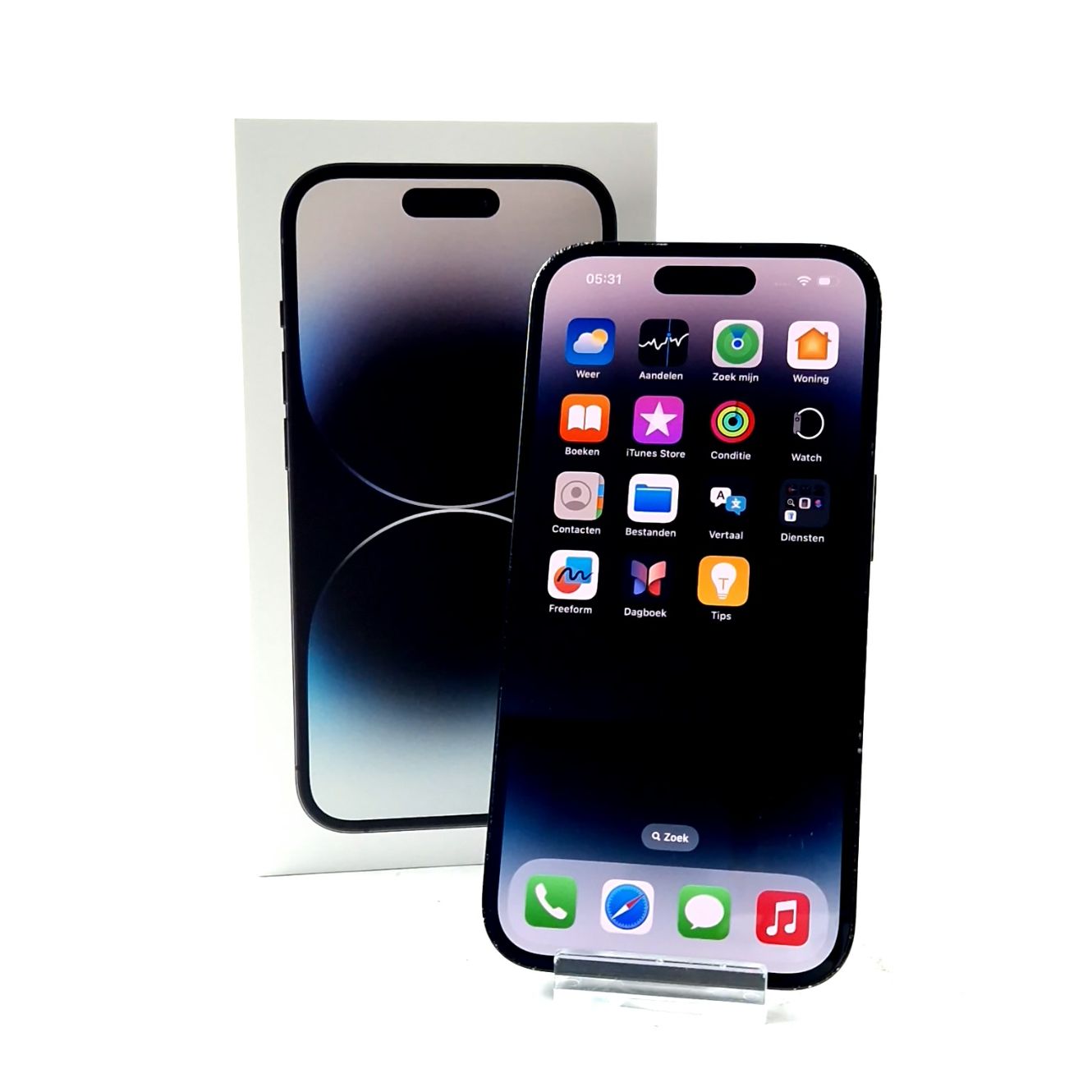 Apple iPhone 14 Pro 128GB Black/Zwart, Krasvrij Scherm! 100 Procent Batterijcapaciteit, Incl. Doosje | In Nette Staat