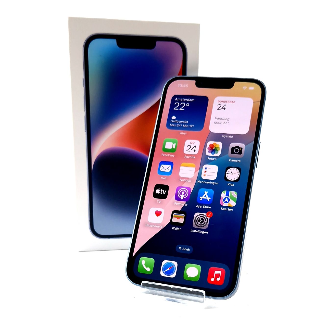 Apple Iphone 14, Smartphone, 128GB, 90 Procent Batterij Capaciteit, Incl. Doosje, Blauw/Blue, Krasvrij Scherm, Incl. Bon Met Garantie T/M 23-03-2026 | In Nette Staat