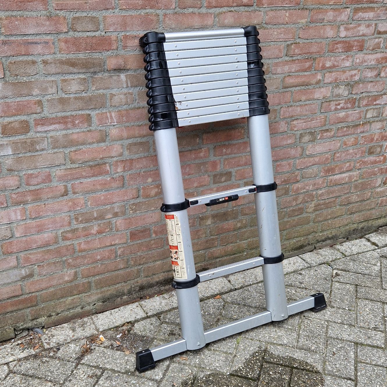Telestep Eco 3.8, Telescoop Ladder, Totaale hoogte 4M, Maximale Sta Hoogte 3.8M, 12 Treden, Gray/Grijs | Incl. Garantie