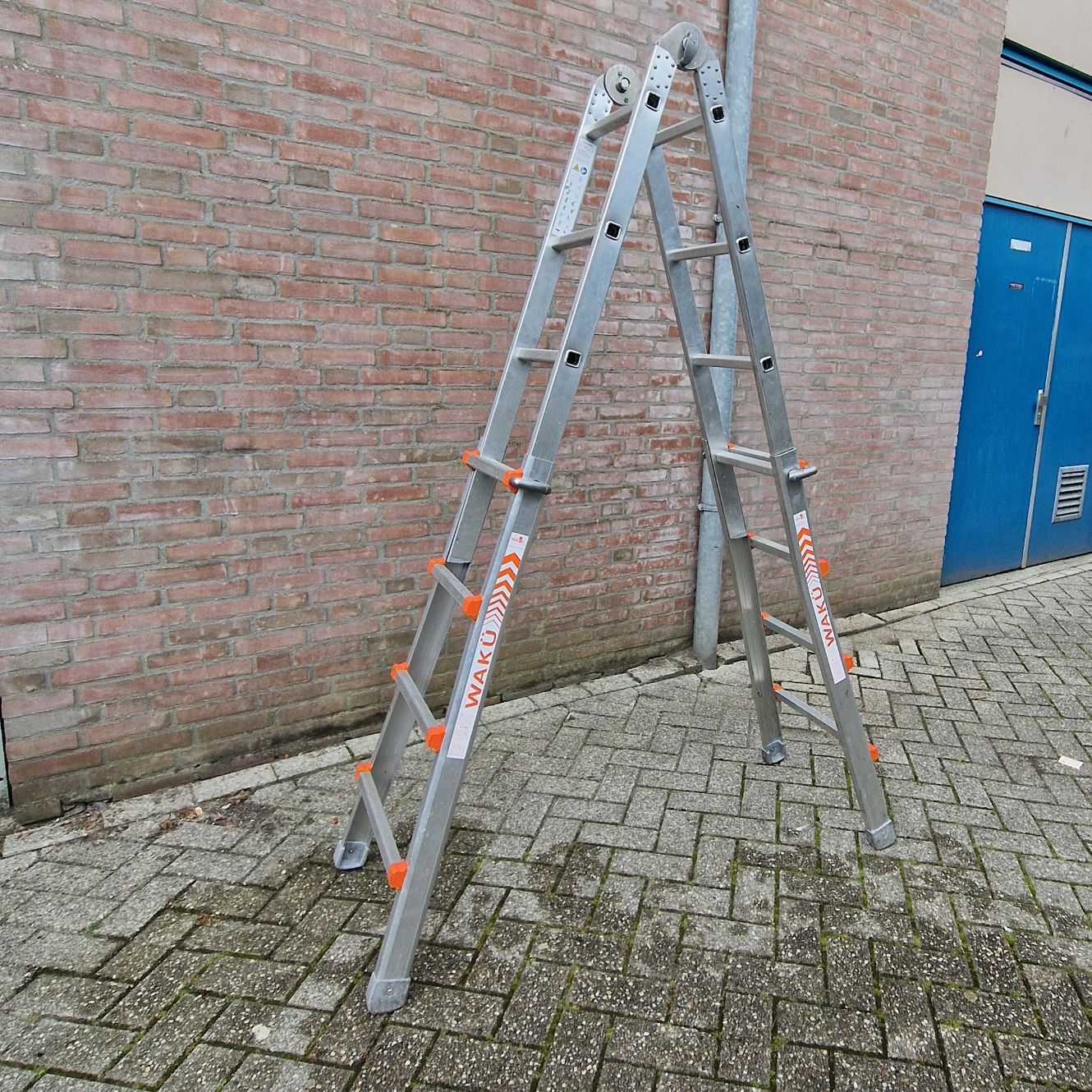 Waku Waku ladder 4x4, Vouwladder, 16 Treden, Totaale Lengte 4.2M, Maximale Sta Googte 4M, Gray/Grijs | Incl. Garantie