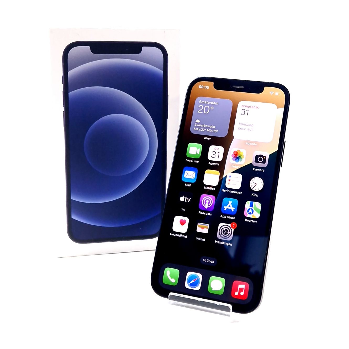 Apple iPhone 12 64GB Midnight, incl. Krasvrij Scherm,. 87 Procent Batterijcapaciteit, Incl. Doosje | In Nette Staat