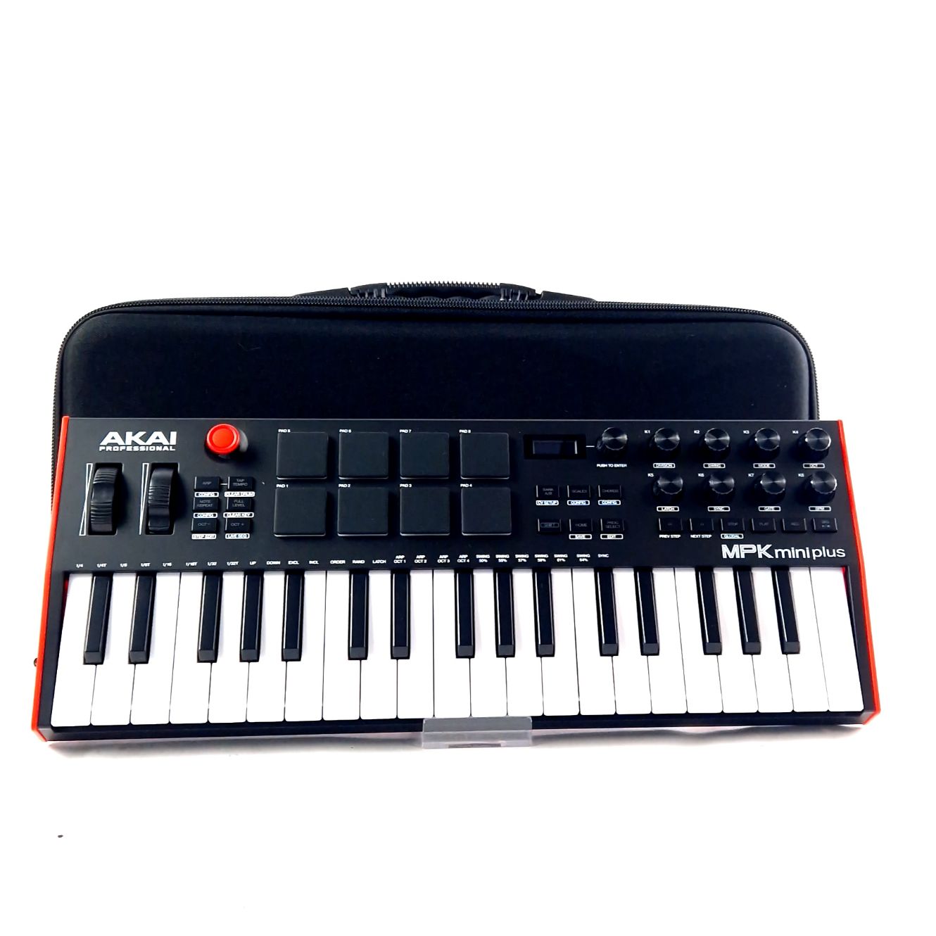 Akai MPK Mini Plus Midi Keyboard Rood/Zwart, Incl. Hoes, Incl. Garantie t/m: 21-03-2027 | Zo Goed Als Nieuw