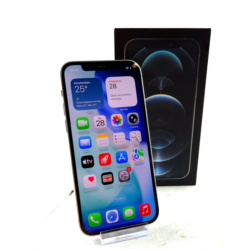 Apple iPhone 12 Pro, 128GB, Wit/White, 100%, Krasvrij Scherm