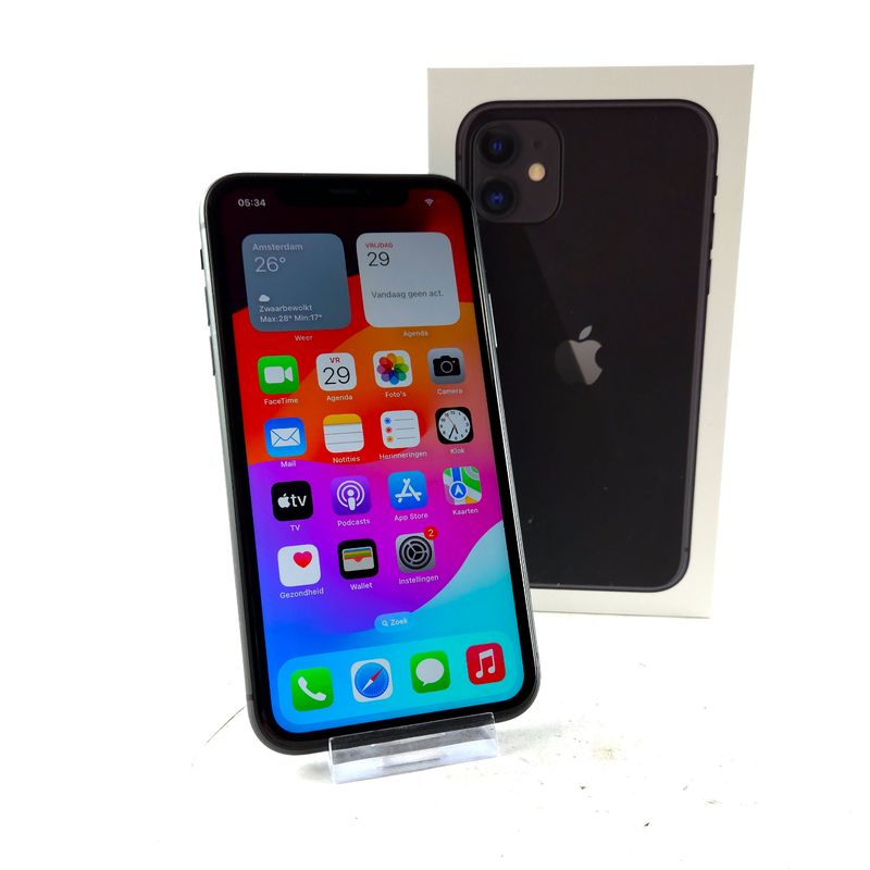 iPhone 11, 128GB, Zwart/Black, 100?cu | In Nette Staat