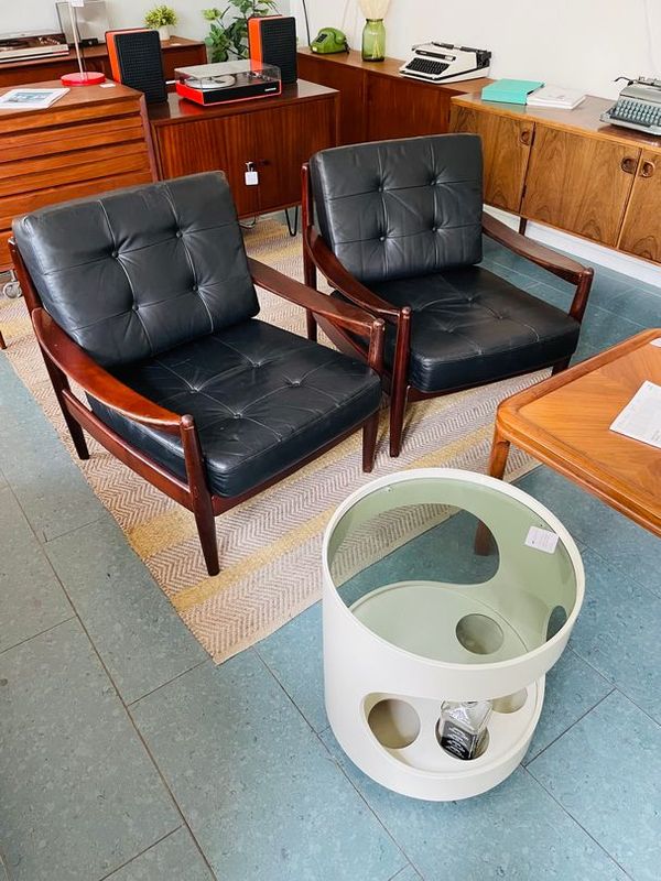 Teak Leder Lounge Chairs