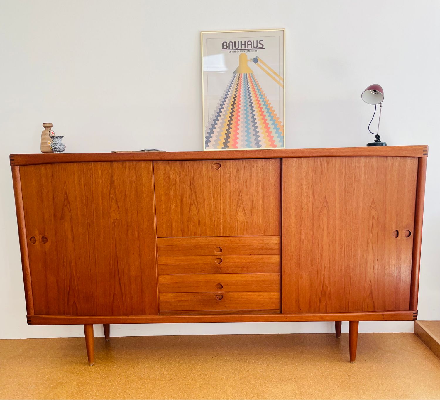 Dänisches Teakholz-Highboard von H.W.Klein für Bramin