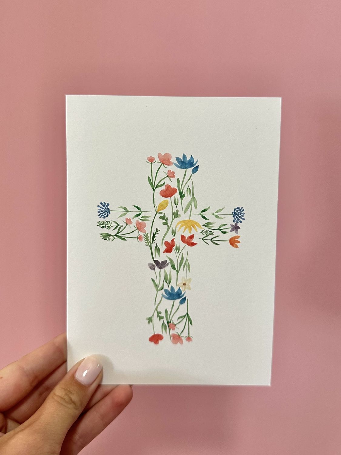 Flower Cross Greeting Card