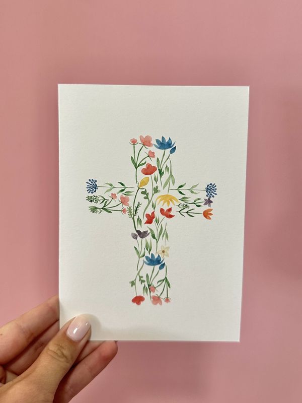 Flower Cross Greeting Card