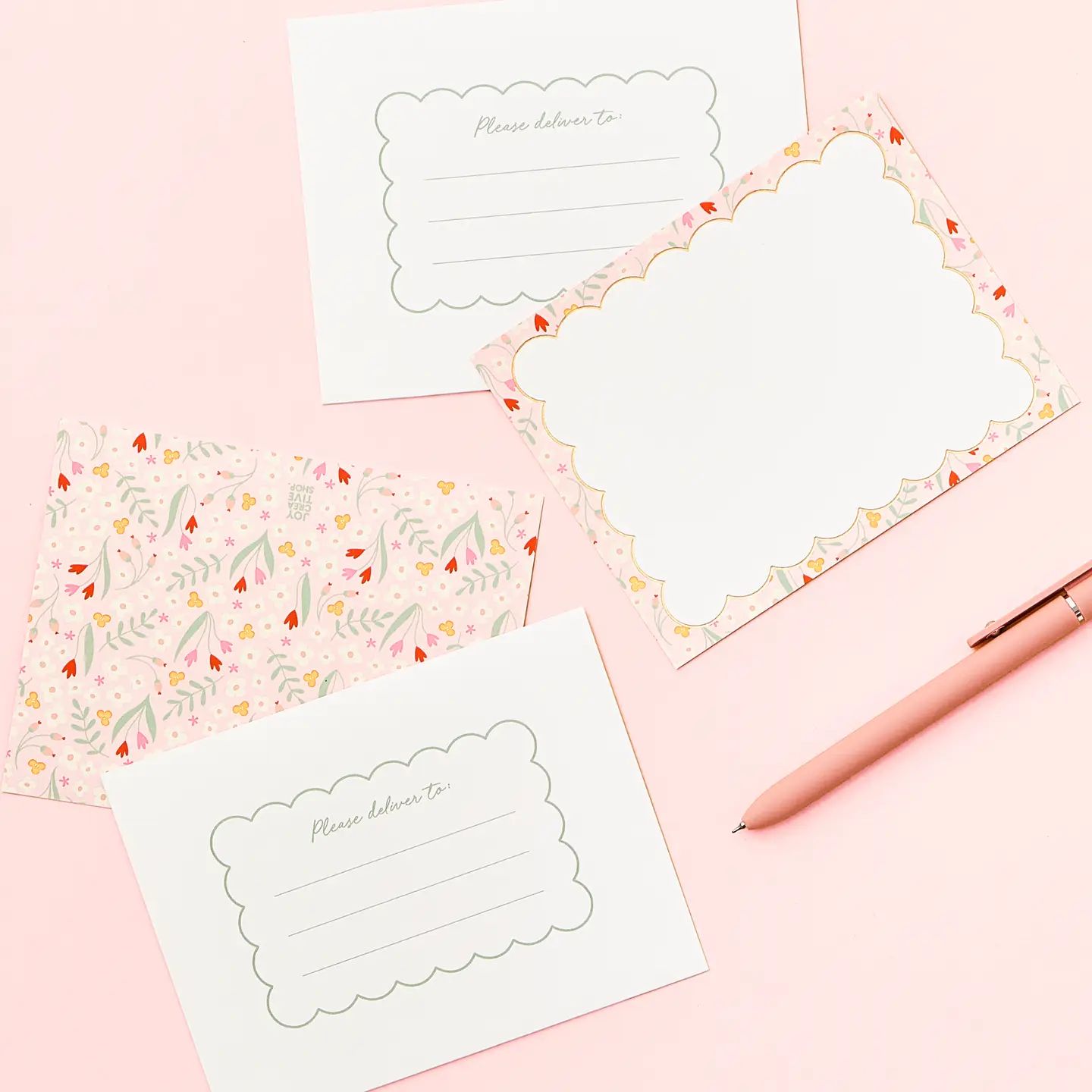 Floral Scallop Stationery