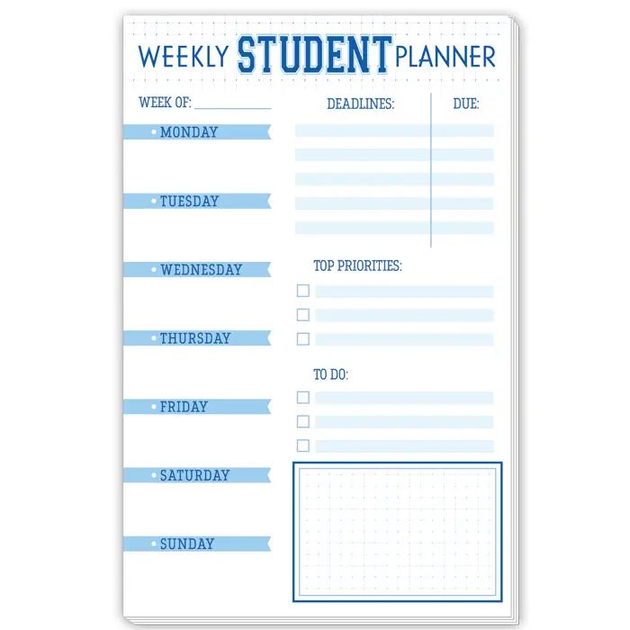 Weekly Student Planner Notepad