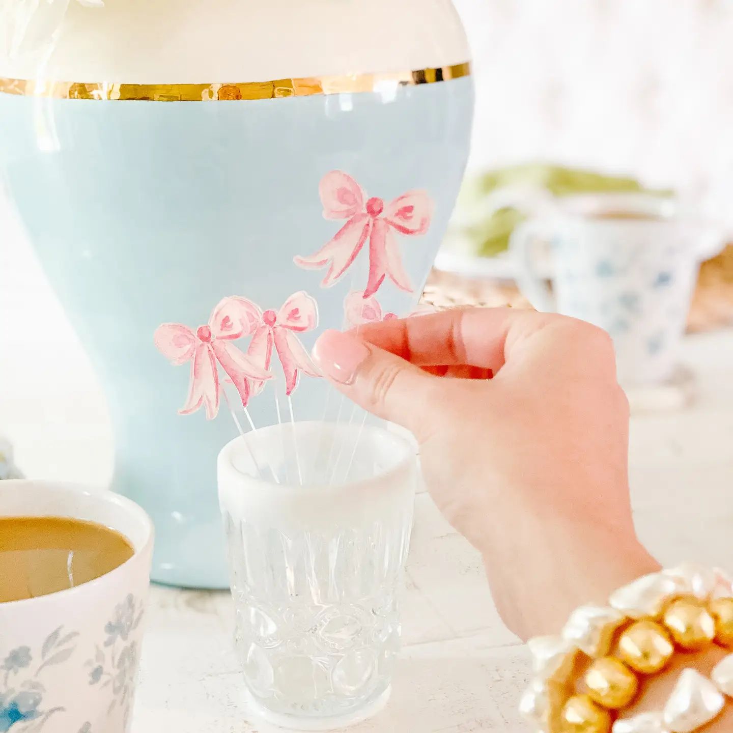 Pink Bow Stir Sticks