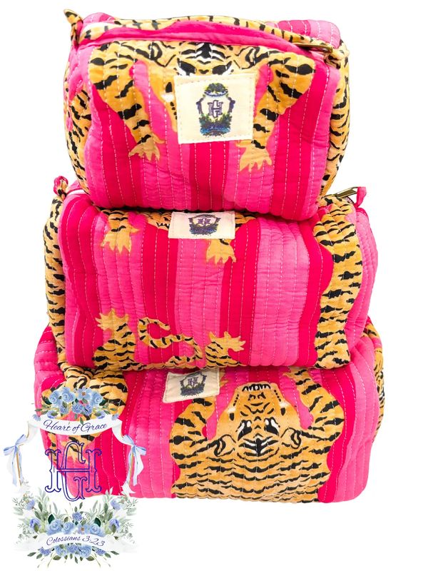 Eye of the Tiger Quilted Cosmetic Bags