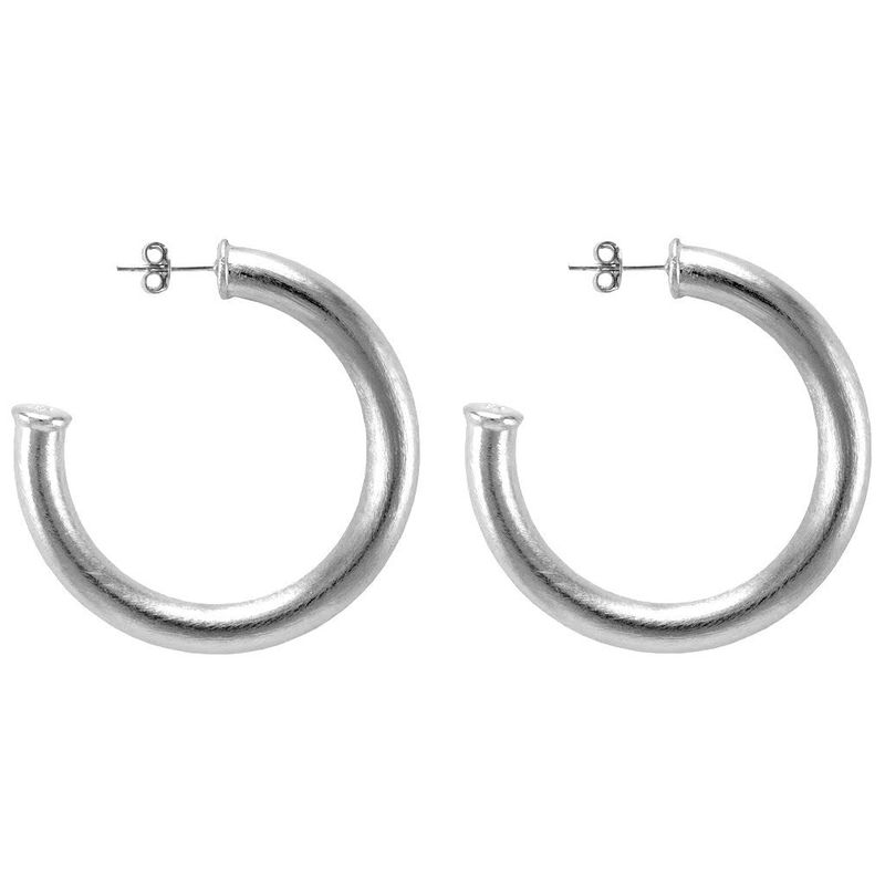 Chantal Hoops - Brushed Silver Plated