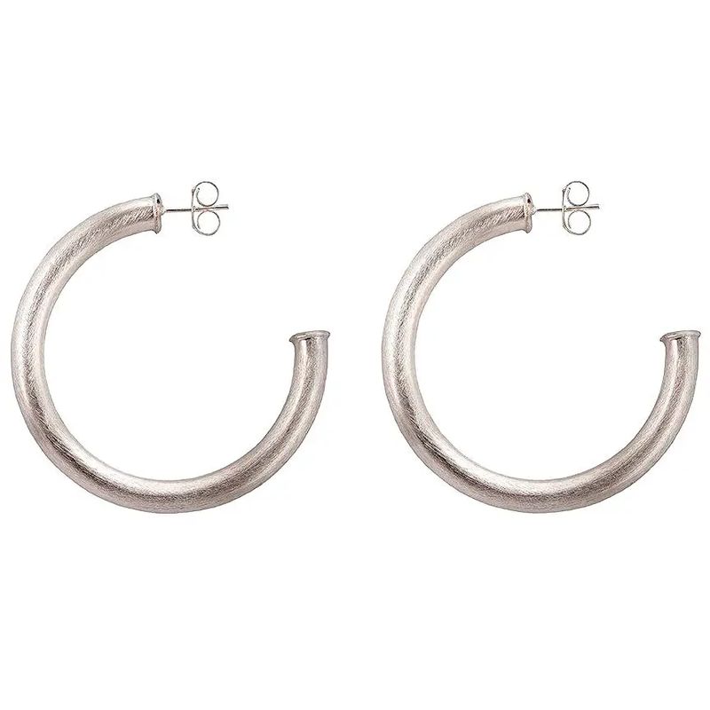 Arlene Hoop Earrings - Brushed Silver Plated
