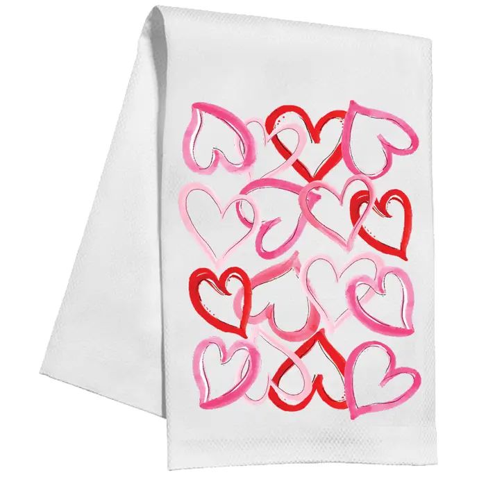 Pink &amp; Red Heart Kitchen Towels