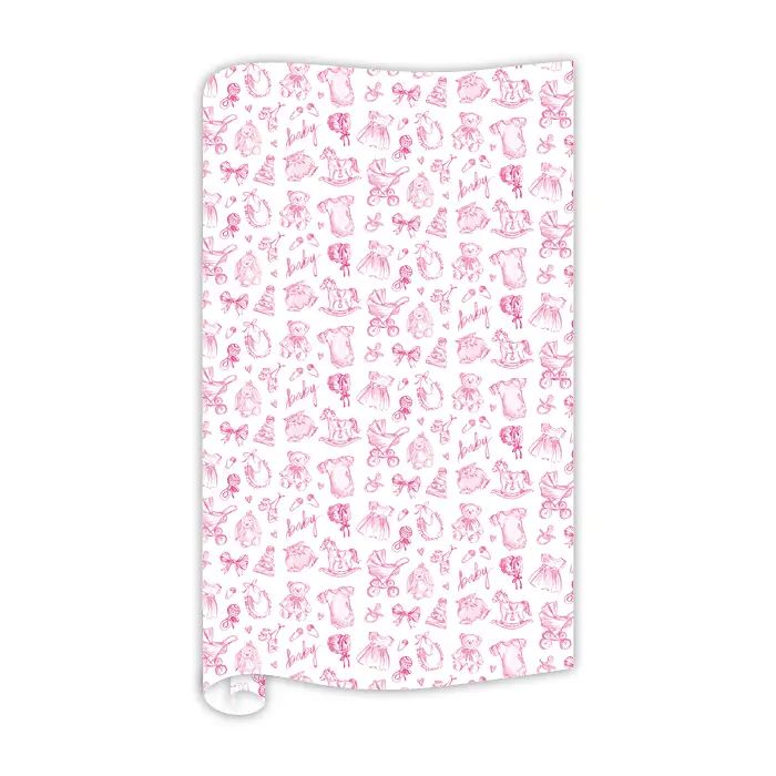 Pink Baby Toile Gift Wrap