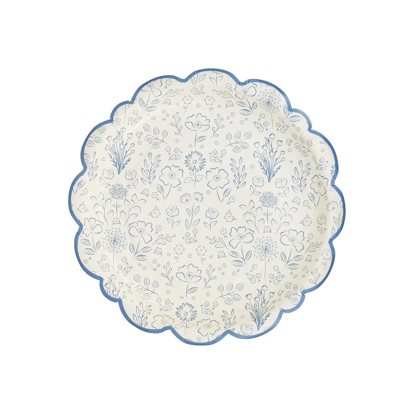 Blue Floral Paper Plate