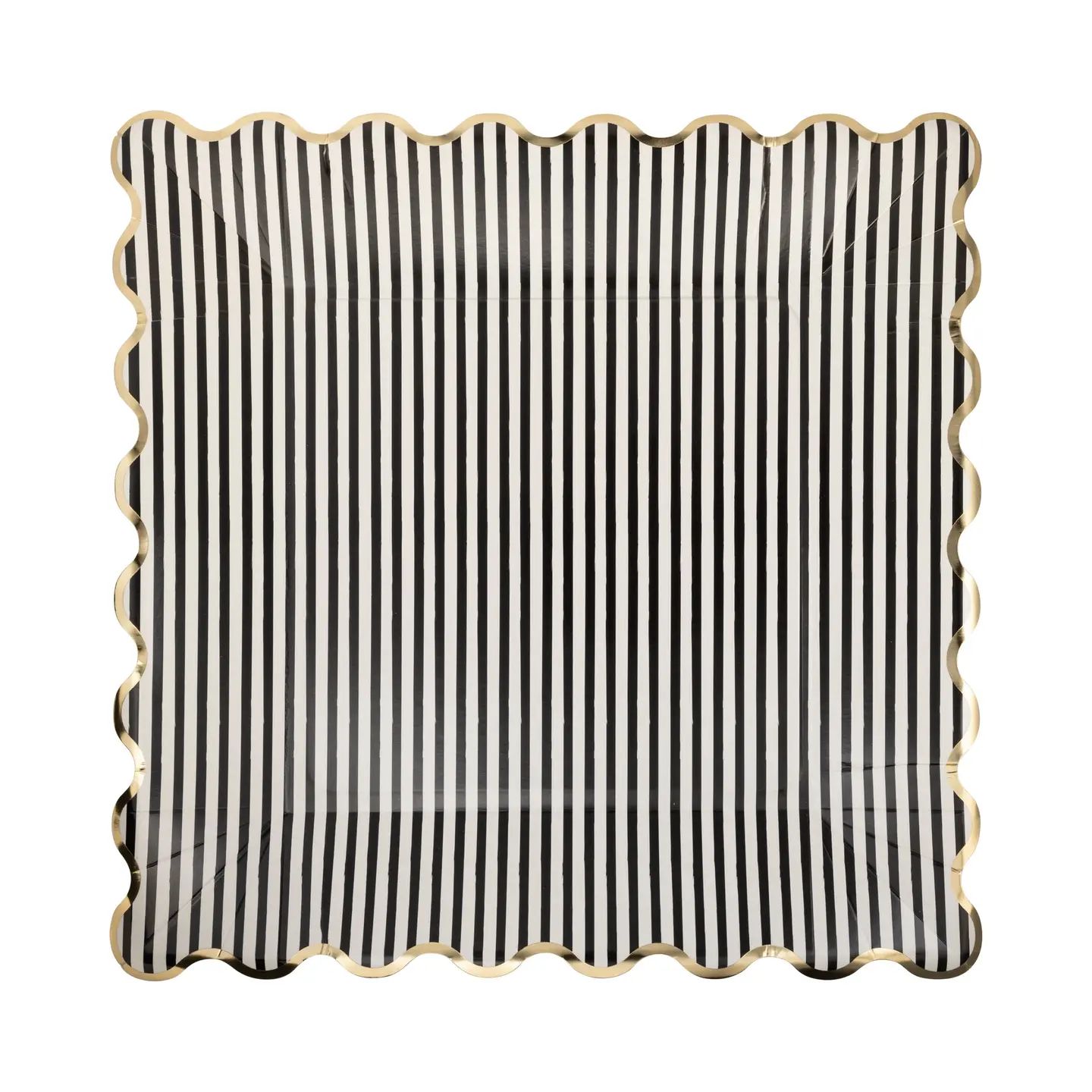 Black Striped Paper Plates