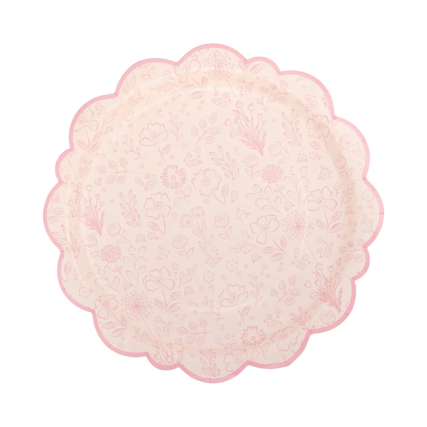 Pink Floral Paper Plates