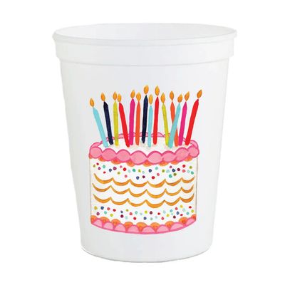 Birthday Cake Stadium Cups - White