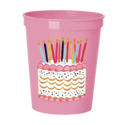 Birthday Cake Stadium Cups - Pink