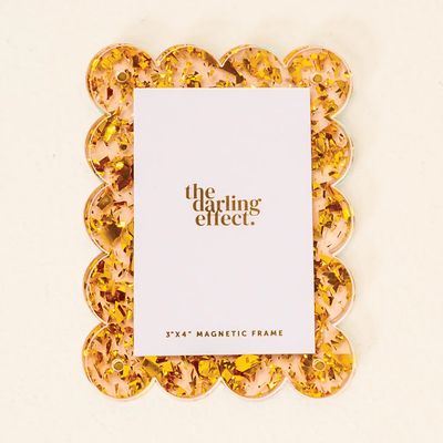 Mini Acrylic Frame Magnet - Gold Confetti