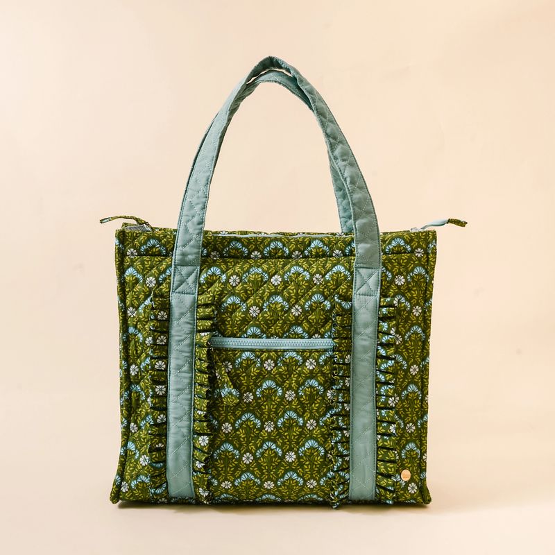 The Everyday Quilted Tote Bag - Everbloom Green