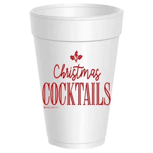 Christmas Cocktails Styrofoam Cups