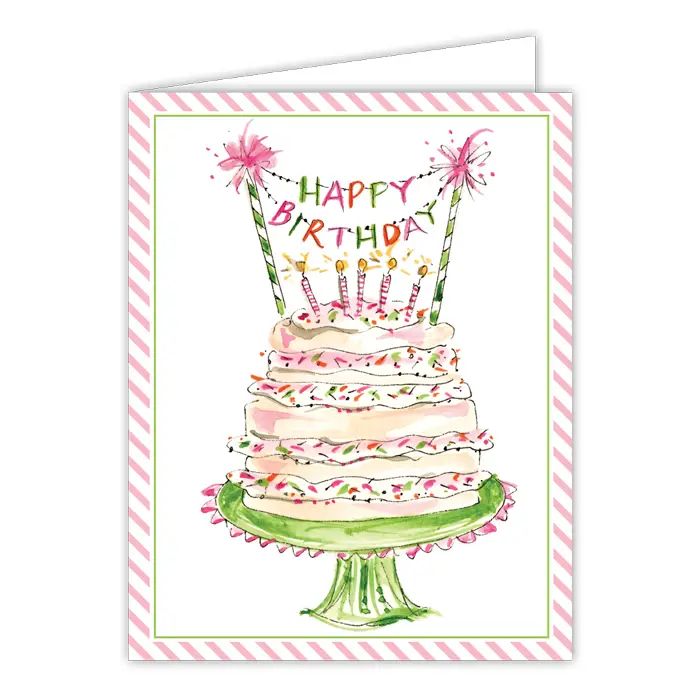 Pink Birthday Cake Greeting Card