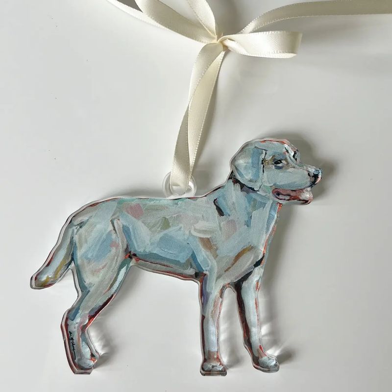 White Lab Acrylic Ornament