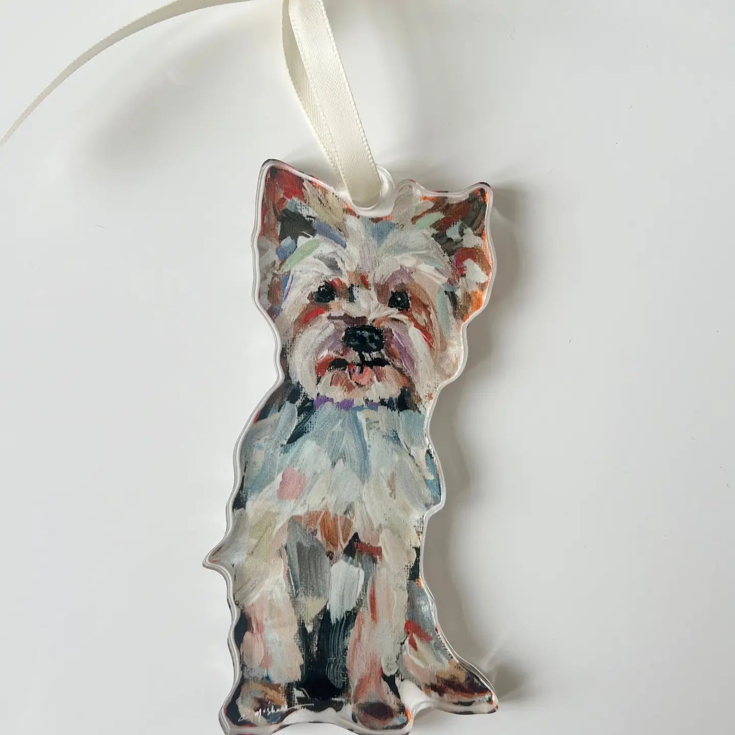 Light Yorkie Acrylic Ornament