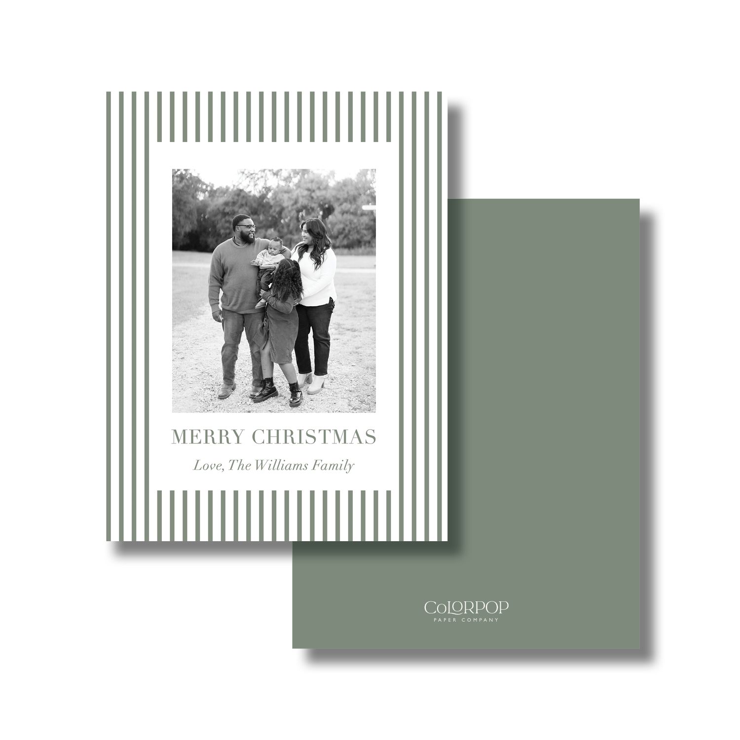 Green Striped Christmas Cards