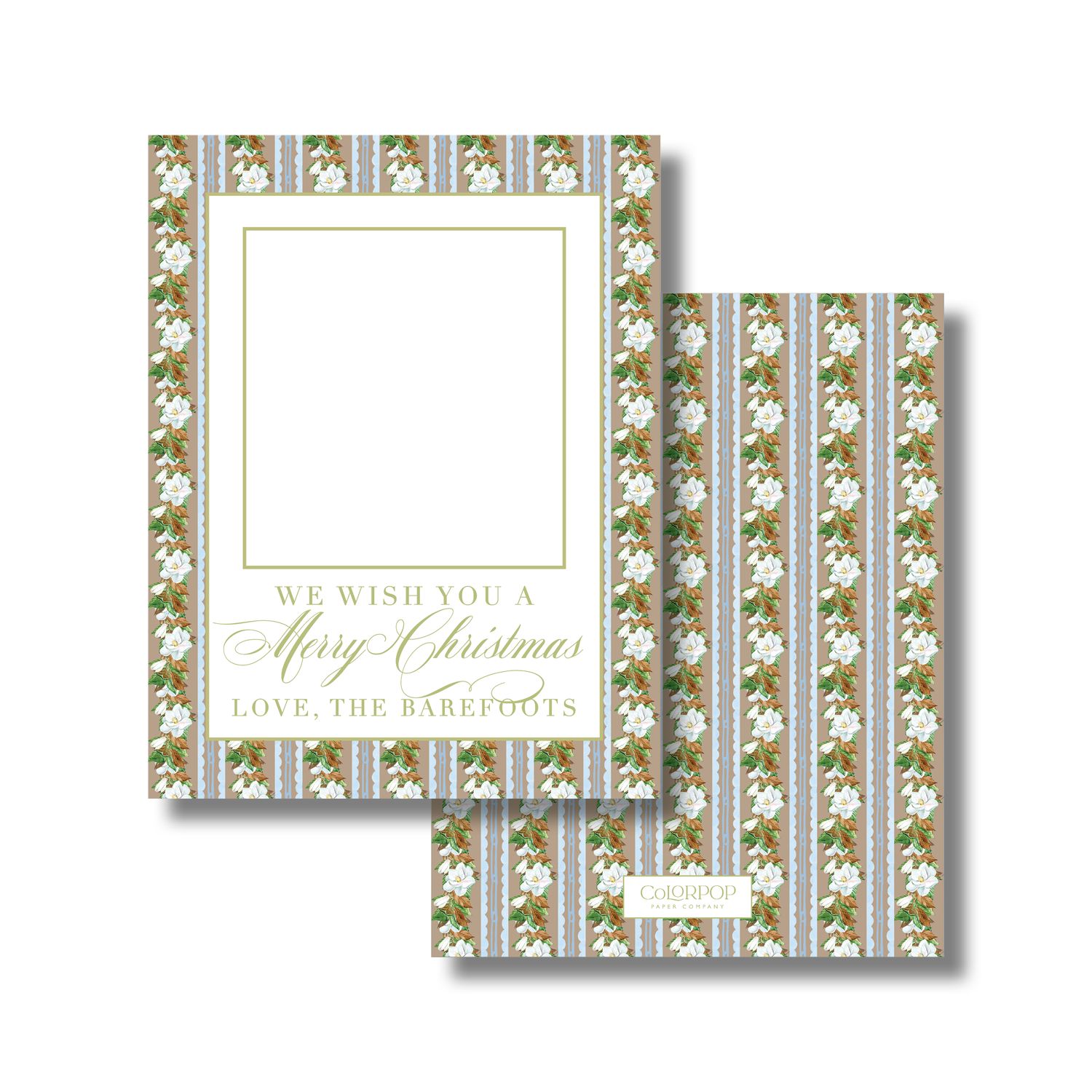 Brown Magnolia Christmas Cards
