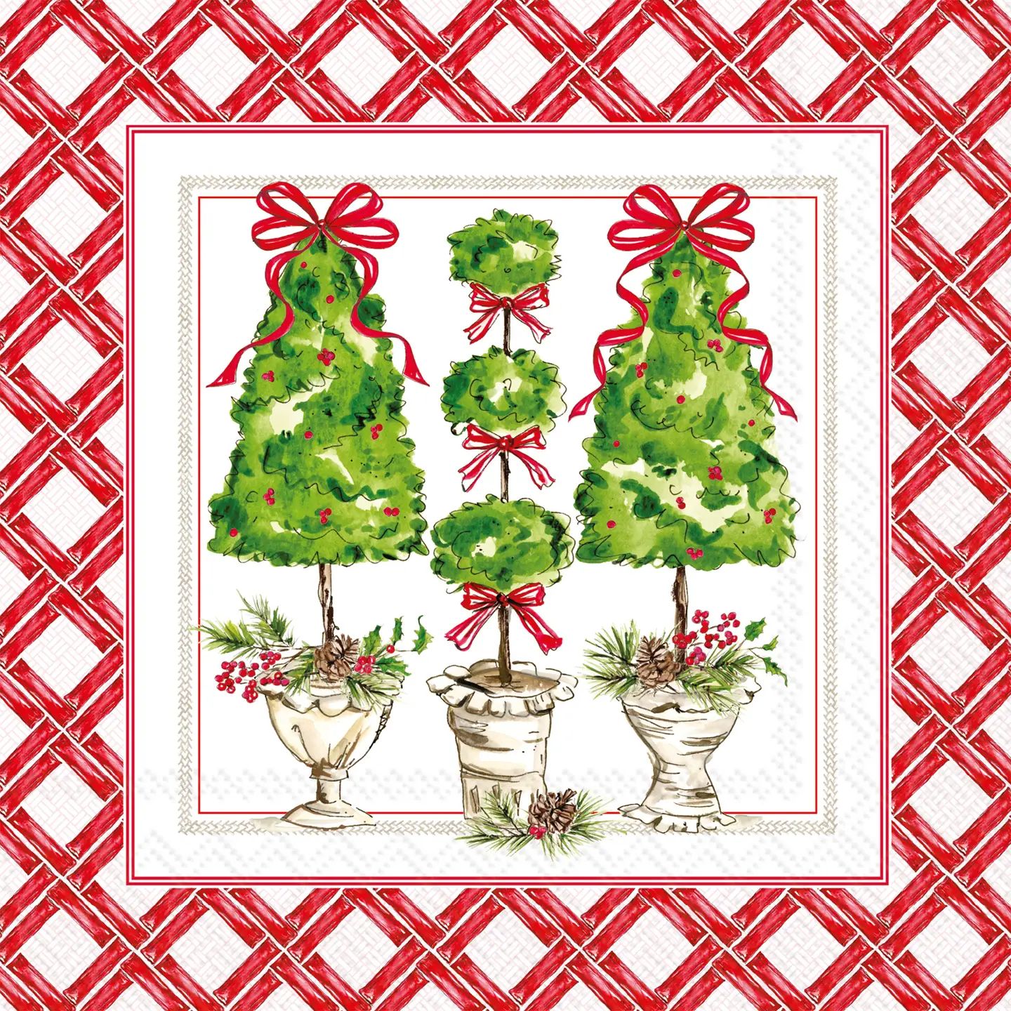 Holly Topiary Cocktail Napkins