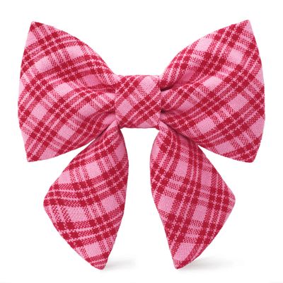 Pink Plaid Lady Dog Bow