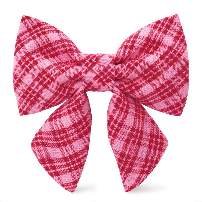 Pink Plaid Lady Dog Bow