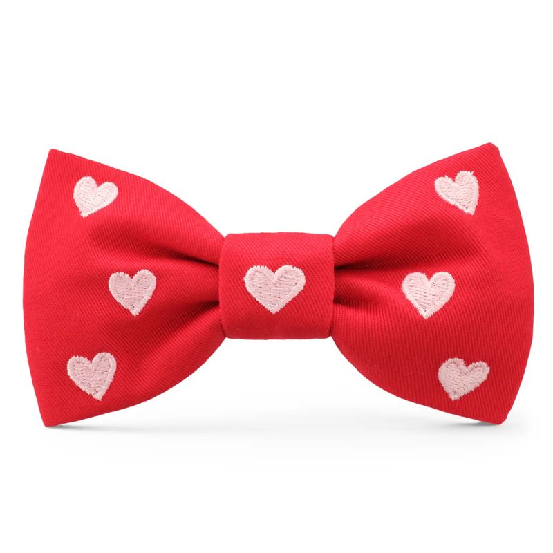 Hearts Embroidered Bow Tie