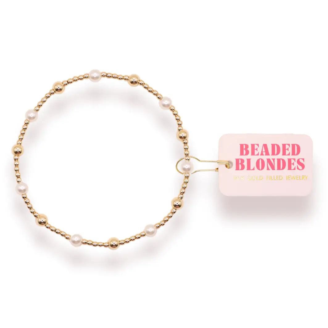 Alternating Gold &amp; Pearl Bracelet