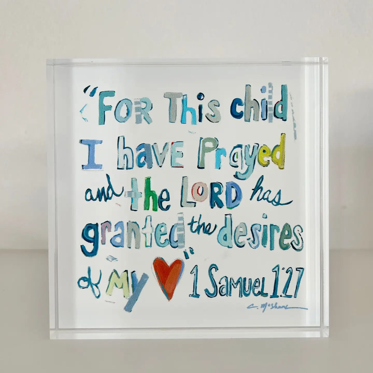 1 Samuel 1:27 Acrylic Block - Blues