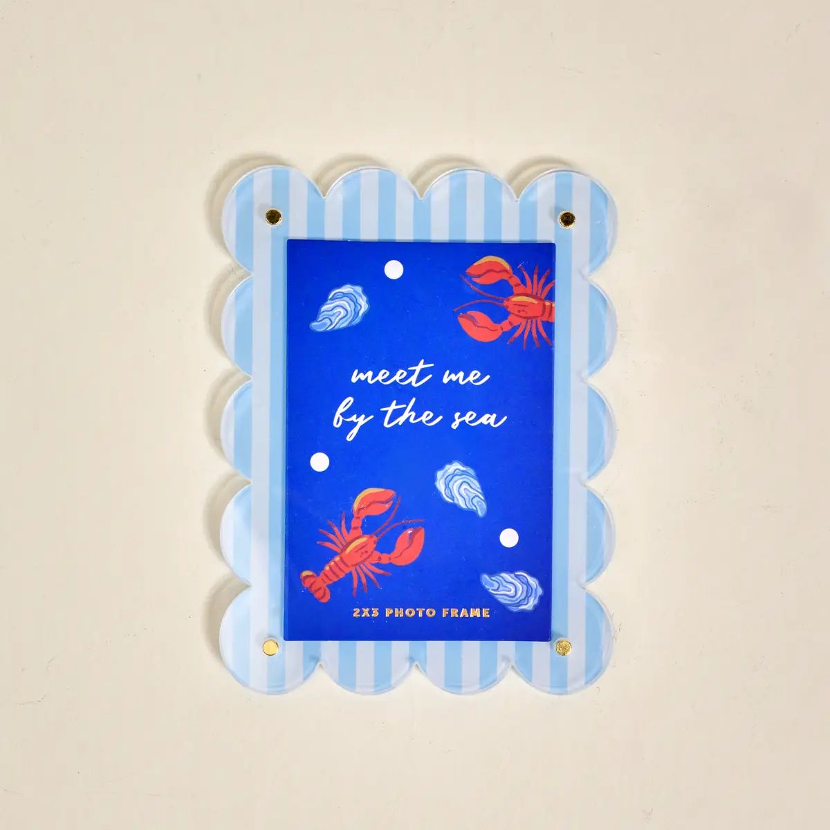 Mini Acrylic Frame Magnet - Blue Stripes