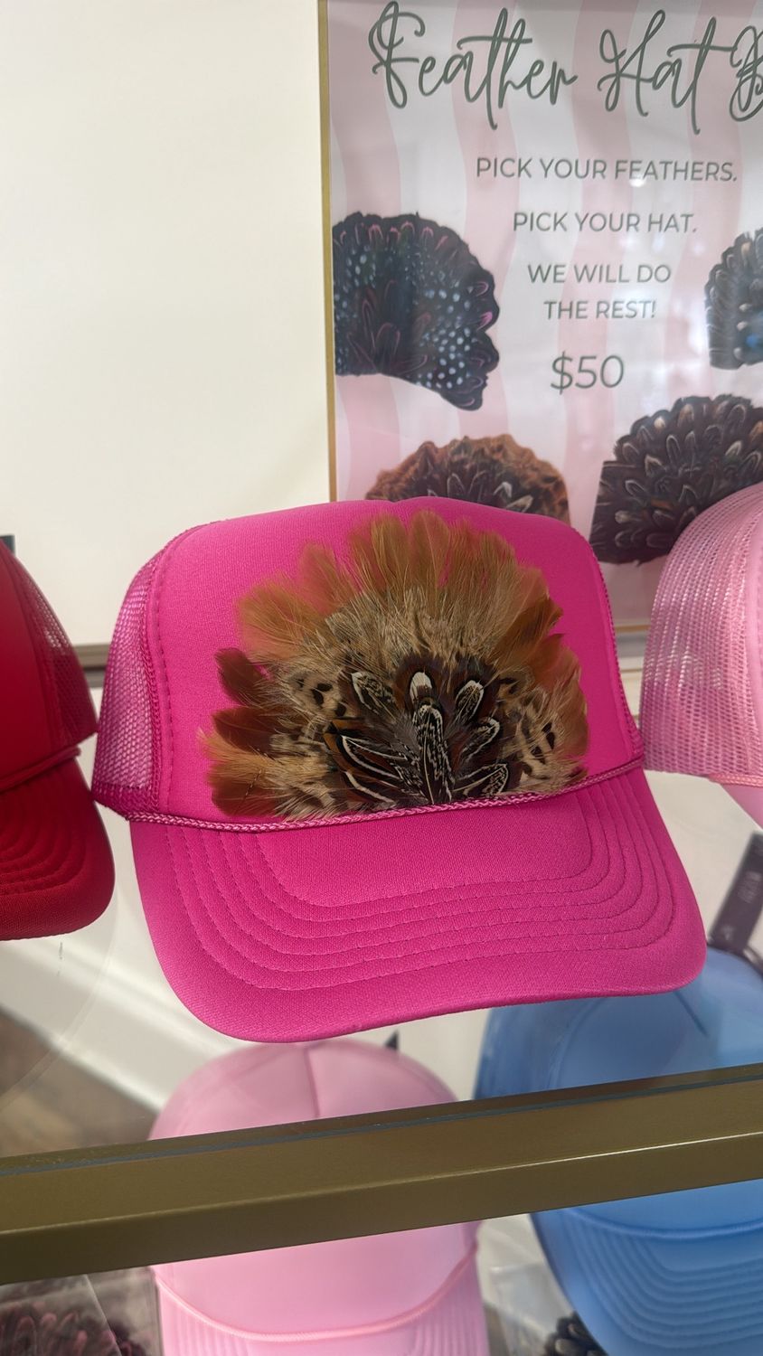 Feather Trucker Hat - Fuchsia