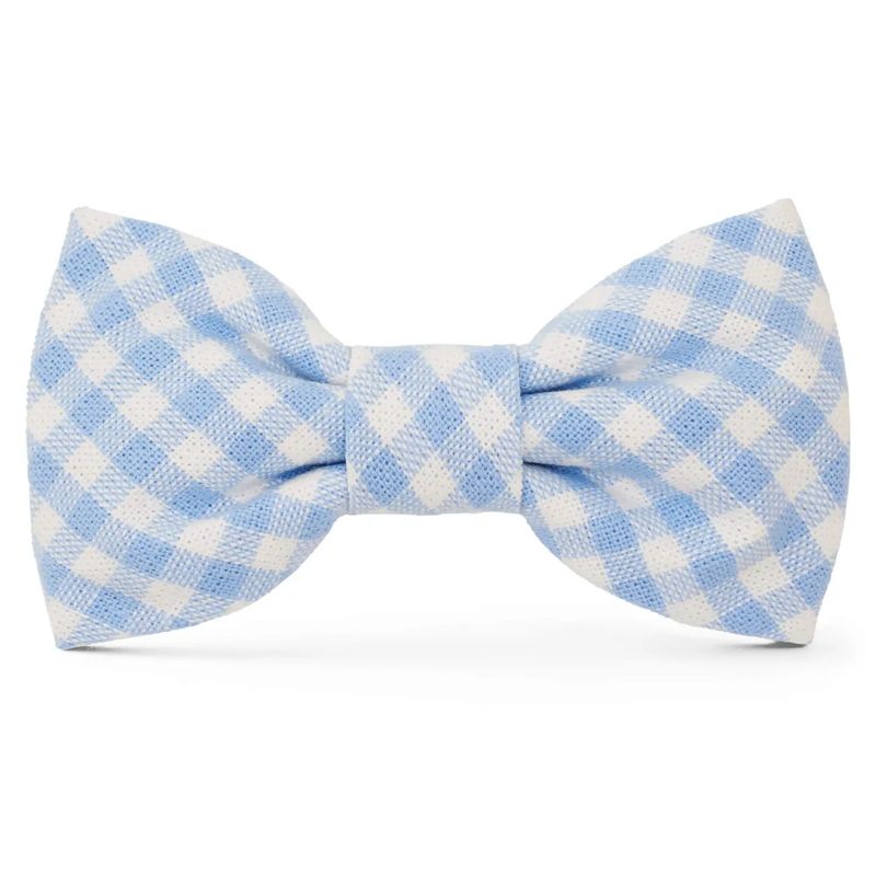 Sky Blue Gingham Dog Bow Tie