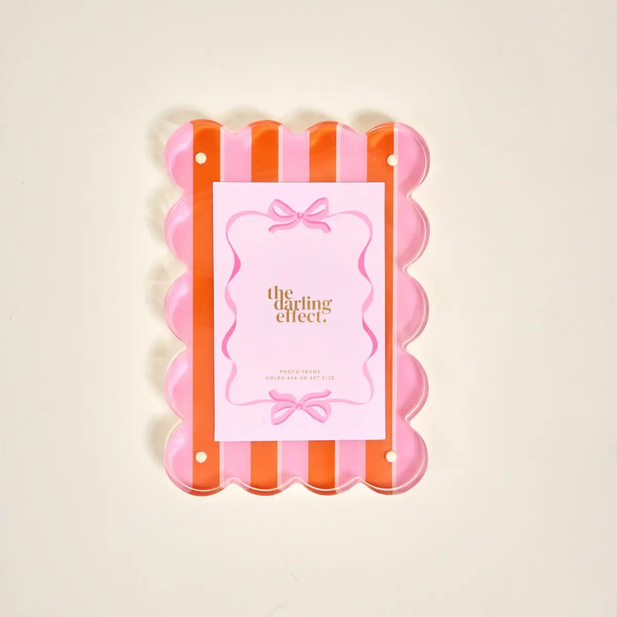 Scalloped Acrylic Frame - Pink Orange Stripes