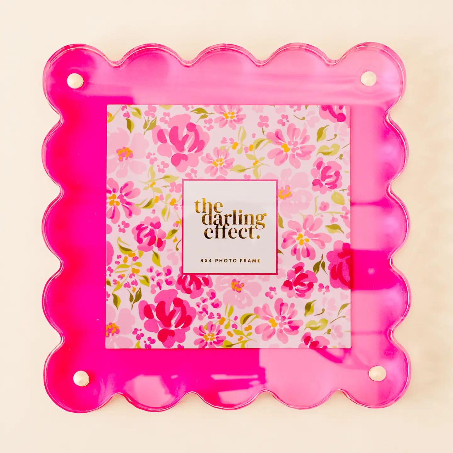 Square Scalloped Acrylic Frame - Hot Pink